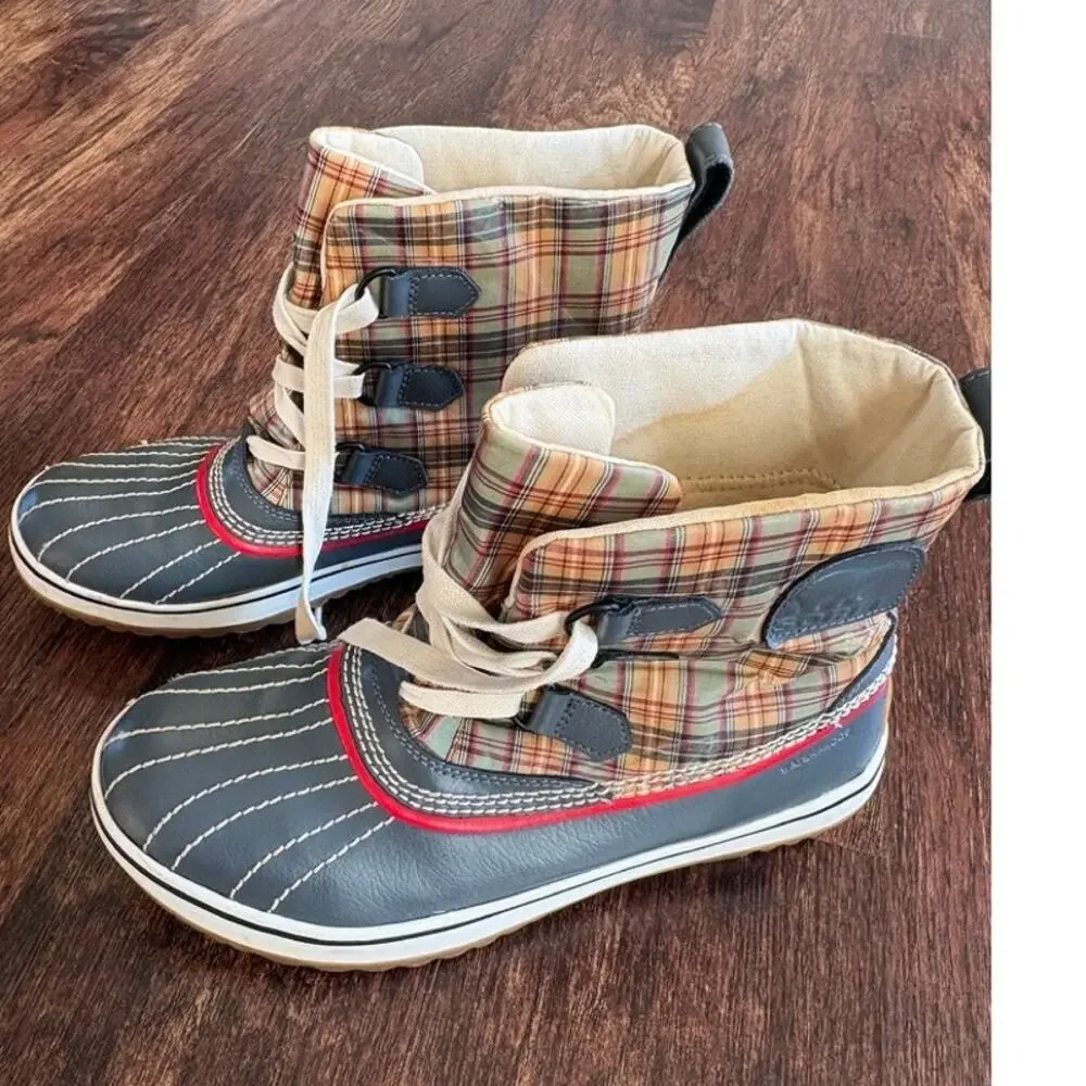Sorel Tivoli Plaid Waterproof Leather Snow Boots Women's Size 9 NL1857-028
